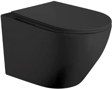 Wc Inodoro Suspendido Empotrado Rimless Negro MATE | Inodoro Colgante de Cerámica con Montaje a Pared.
