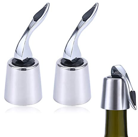 Flaschenverschluss Universal Vakuum 2pcs Flaschenstöpsel Sekt,Wiederverwendbarer Flaschenverschluss Wein Edelstahl,Keine Lecks Sektverschluss Flaschenverschluss Zum Frischhalten Von Wein