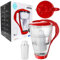 Dafi Crystal LED Water Filter Jug, 2L with Filter Cartridge & LED Sensor | Red Jug to Reduce Limescale, Chlorine, Lead