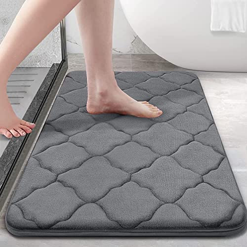 Homaxy Memory Foam Badezimmerteppich rutschfest Badematte Weich Badteppich Saugfähige Badvorleger Waschbar Pflegeleichte Duschvorleger - 60 x 120 cm, Dunkelgrau