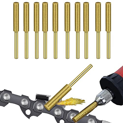 Affilatrice per Motoseghe Diamantate 10 Pezzi Pietra Abrasiva per Motosega 4mm 4.8mm 5.5mm Affilatrice Catena Motosega ad Alta Durezza Lima catena motosega per Motoseghe per Affilare e Smerigliare