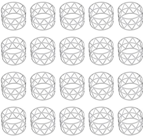 NGOSUET 20 Stück Serviettenringe Silber, 30 x 40mm Vintage AushöHlen Serviettenring Metall, Serviettenschnallen für Hochzeit, Jubiläum, Abendessen, Familie, Party, Weihnachten Esstischdekoration