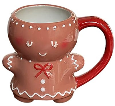Tazza con Omino di Pan di - Tazza Natalizia da 600 Ml con Manico | Tazza in Ceramica Carina Cartone Animato | Tazza in Ceramica per tè E caffè Divertenti Regali di Natale per Amici di Famigli