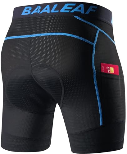 baleaf Men's Cycling Underwear 4D Padded Bike Shorts Pocket Mountain Bike Liner Bicycle Gear Blue L