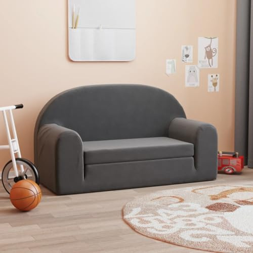 Générique Canapé-lit pour Enfants 2 Places Anthracite Peluche Douce,Meubles,Mobilier pour bébés & Tout-Petits,2.75 kg,Anthracite,357024