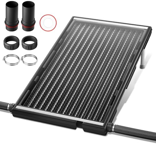 LZQ Poolvärmare solpanel solvärmare poolvärmare anslutning Ø 50 mm för varmvatten pool trädgårdsdusch, 111,5 x 66 x 6,5 cm svart rektangulär 1 styck