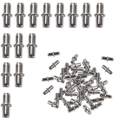 50 Pcs Shelf Support Pegs, Shelf Pins, Shelf Support, Shelf Support Pegs, Plated Shelf Bracket Pegs Pins for Office Kitchen Cabinet Furniture Kitchen Wardrobe Shelves