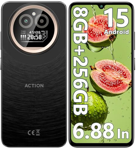 IIIF150 Action A5 Pro Telefonos Moviles Libres Android 15, 8GB(3+5) + 256GB/1TB Teléfono Móvil, 6,88 HD+ 1 Trasera, 5100mAh/10W, Cámara 16MP+5MP Móvil, 4G Dual SIM GPS/Fingerprint/OTG/3.5mm Jack