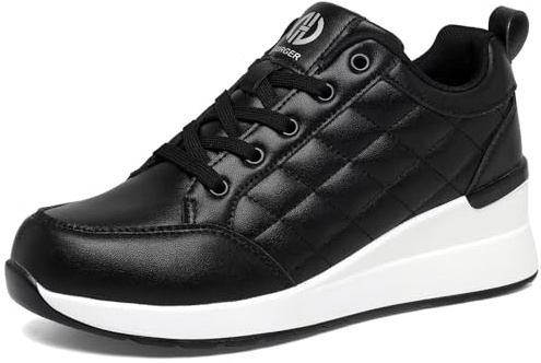 GURGER Baskets Compensées pour Femme Légères Respirantes et Tendance Sneakers Noir Taille 38