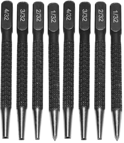 Nail Punch - ShiningUU 8pcs Alloy Steel Centre Punch Set, Portable 4pcs Per Set Positioning Punch Kit, Durable Metal/Wood Hole Punch Tool for Carpenters, Nail Tools Set