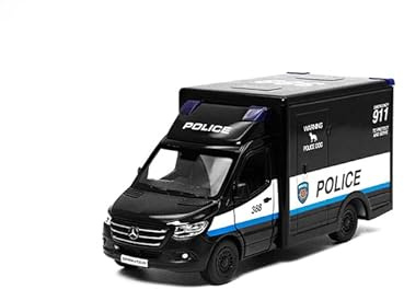KiNSMART - Mercedes-Benz Sprinter Cargo Van 1:48 O Scale 5 Die Cast Metal Model Toy Van, Pull-Back Action (Police U.S.)