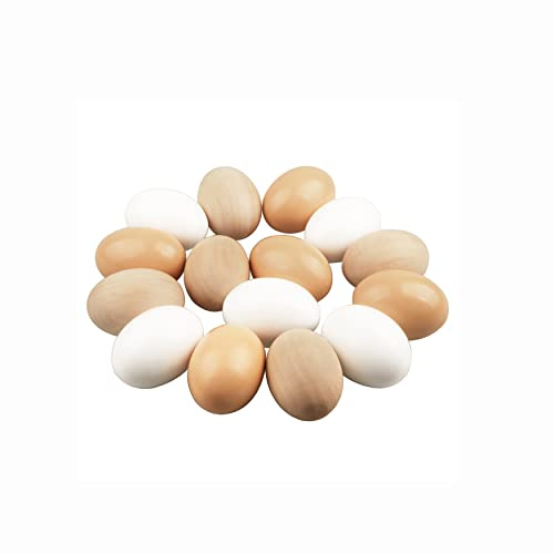 Larber 15 Pezzi Uova di Legno di Pasqua Large Uova Finte in Legno per Regali di Pasqua Festa di Pasqua, Desktop, Riempimento, Regali, Creativa Fai da Te Decorazione