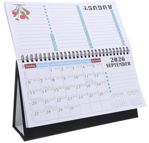 Ipetboom Calendrier de Bureau Compact avec Planificateur Mensuel à Anneaux Métalliques Calendrier de Table Esthétique pour Organisation Quotidienne Enseignants et Bureaux