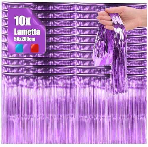 com-four® 10x Lametta, Ghirlanda Natalizia per l’Albero, Decorazione per Abete, Tenda di Fili Lisci in Lametta (Viola - 10 Pezzi)