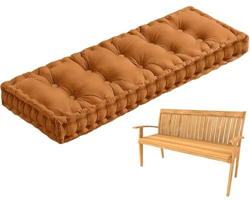 Cojín de banco extragrande de terciopelo naranja de 200 x 50 cm con asa, almohadilla de asiento suave para muebles de jardín, patio, alféizar de ventana, uso en interiores, cómoda alfombrilla de