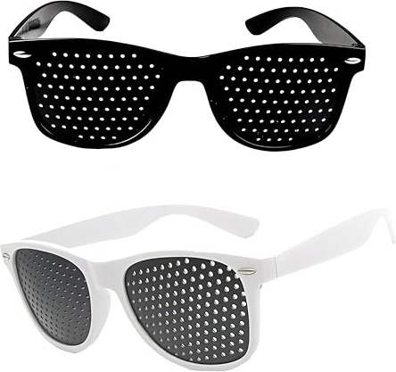 2 gafas de cuadrícula para entrenamiento ocular, gafas perforadas, juego de gafas de pinhole, gafas de rejilla para relajar los músculos de los ojos, gafas de cuadrícula para trabajar con pantalla y