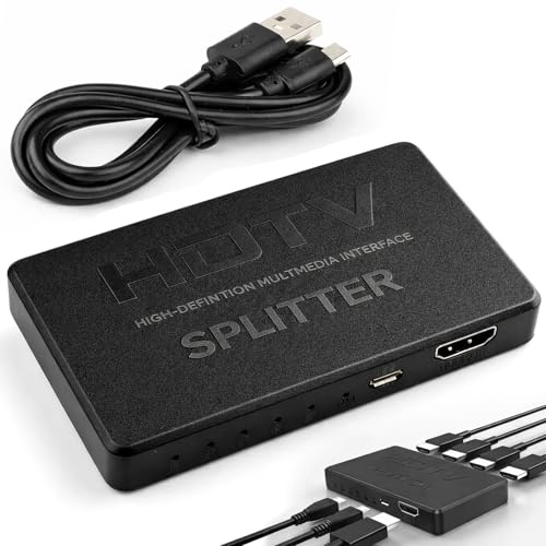 Sdoppiatore HDMI, 4K@60Hz Splitter HDMI 1 in 4 Out, HDMI Splitter, Duplicatore, Solo Modalità Specchio, Supporto 4K/3D/1080P Compatibile con PC, Laptop, HDTV, Xbox, PS4/PS3, DVD, Fire TV Stick