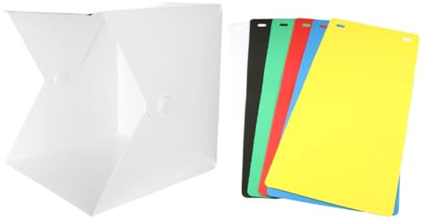 VOSAREA Scatola Fotografica Portatile Pieghevole Facile Montaggio LED Doppia Luce, 6 Sfondi Colorati, Abs, 30 Cm per Fotografia di Piccoli Oggetti e Sfondi Fotografici