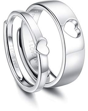 CASSIECA Männer Frauen 925 Sterling Silber Ringe Carven I Love You Paar/Liebhaber Ewigkeit Verlobungs Hochzeit Versprechen Verstellbare Ring Jubiläum Ehering Ringe Schmuck Geschenk