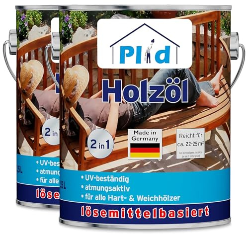 Plid® Holzöl Pflegeöl Holzschutz Imprägnieröl Gartenmöbel Teakholzöl Holzlasur Holzschutzöl Holzpflegeöl Holz Öl Außen zum Holzschutz für alle Hart- und Weichhölzer Farblos 5