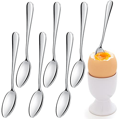 Honeydak 6 Pieces Demitasse Spoon Espresso Spoons Stainless Steel Small Dessert Scoop Egg Ladle 5 Inches Tasting Silver Little Baby Scoop for Soft Boiled Egg Coffee Tea