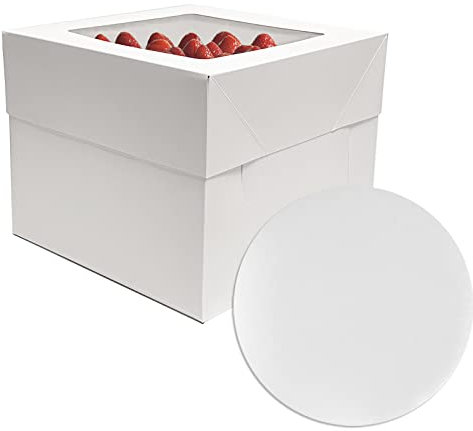 GylSun Lot de 2 boîtes à gâteau de 25 x 25 x 20 cm avec planches à gâteau