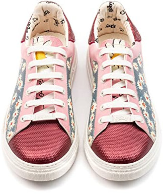 GOBY Schuhe Bedruckter Sneaker, Daisy Warhol Design, langlebige Mehrfarbige Farbe, Bequeme Vegane Damen Sneaker Geeignet Für Outdoor, Daisy Warhol, 39 EU Breed