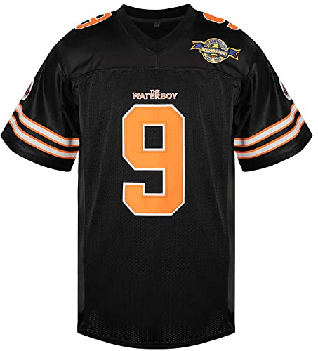 Phoneutrix - Camiseta de fútbol Americano de los Mud Dogs de la Bourbon Bowl de Bobby Boucher, número 9, de la película El Aguador, Negro -, Medium