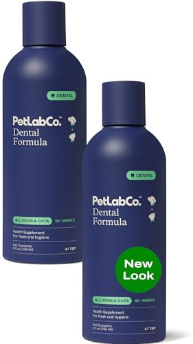 PetLab Co. Cat and Dog Dental Formula, Keep Dog Breath Fresh and Teeth Clean, Supports Gum Health - Water Additive Dental Care Targets Tartar, Pack of 2 - Packaging May Vary