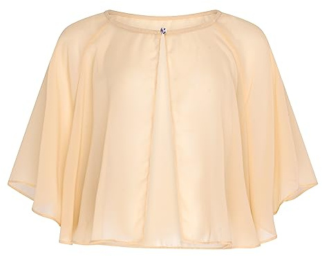 Bolerose Bolero Donna Chiffon Cerimonia | Bottone con Strass, Silhouette a Mantella, Leggero e Setoso, Taglia Unica, Matrimoni e Feste