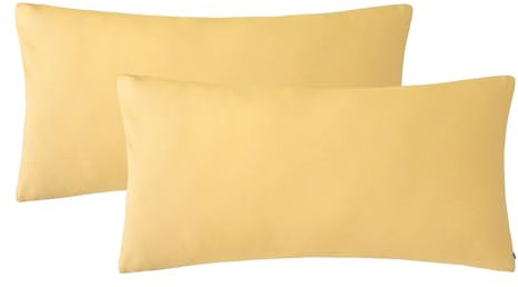 SOULFUL Kissenbezug 40x80 Baumwolle Gelb, Kissenbezüge 2 Teilig mit Reißverschluss, Ähnliche Textur wie Stone Washed Leinen, ÖkoTex Zertifiziert, Weich und Bequem