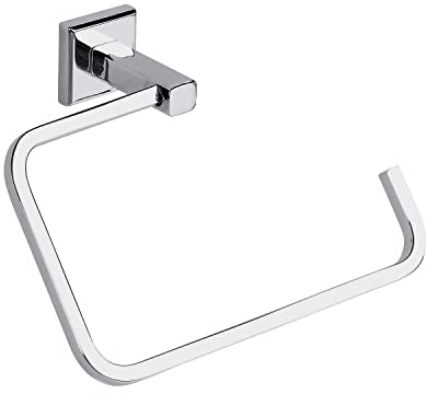 GEDY | Toallero de Anillo Colorado de Acero Inoxidable y Cromado, Colgante de Toallas, fijable con Tornillos incluidos o Pegamento, Peso soportado 7 kg, Cromado, 13,3 x 20 x 6,5 cm