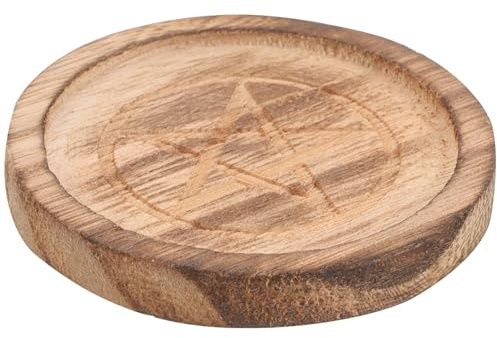 DEARMAMY Portacandele a stella Forniture per altare Pentacolo in legno Portacandele Astrologia Pentacolo Piatto da altare Candeliere Centrotavola per Stregoneria Wicca Tarocchi Forniture