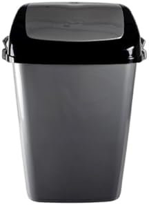 BH | Compact Very SMALL 5 Litres Swing Bin | Gray | 1 Pc | Waste, Durable, Hinged Swing Lid for Kitchen, Office, and Home Use – Odor Reducing Design - L 18.5 cm x W 15.5cm x H 29cm - By BEST HOUSE