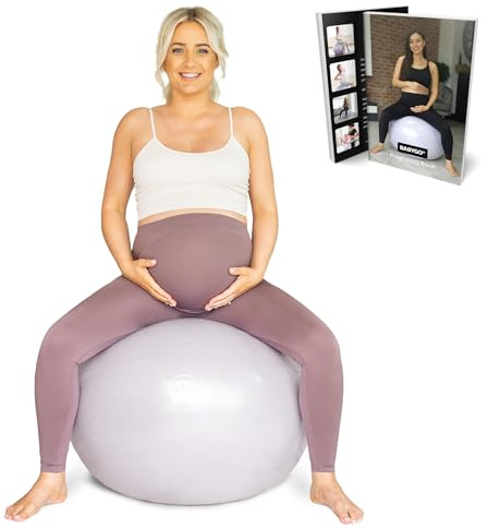 BABYGO Palla per la nascita – Set di yoga per gravidanza, lavoro e ginnastica con libro incluso, obiettivo per trimestre, fisioterapia per la maternità, nascita e piano di recupero con funzione