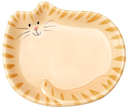 Acellegic 4 Inch Cat Tea Bag Holder Dish Coaster Ceramic Cats Spoon Holder Rest Tea Lover Gifts Soap Coaster for Home Party Decoration(Orange Tabby Cat)