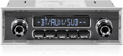 Retro Vintage Radio for Classic Vehicle - Single Din Bluetooth Car Stereo with AM FM USB AUX EQ Subwoofer RCA Output