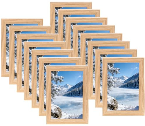 15 st små fotoramar 10x15 cm, träramar Picture Frames, fotoramar vintage i MDF för vägg och bord i vardagsrum, sovrum, kontor, hall