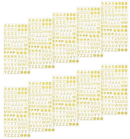 1040 Pezzi 10 Fogli Lettere Adesive, Lettere Adesive Autoadesive per Album di Ritagli, Quaderni, Cassette Della Posta, Bottiglie D'acqua, Album Fotografici Fai Da Te, Oro