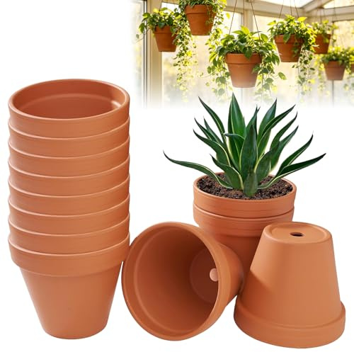 Spetsbst Set di 12 mini vasi in terracotta, 7x6 cm, con foro di drenaggio, riutilizzabili, ideali per piante grasse, cactus e progetti fai da te