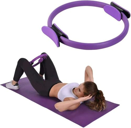 Bande de résistance Pilates de 38,1 cm, anneau de pilates à double poignée, anneau magique amincissant et tonifiant — resserre les cuisses, les abdominaux et les jambes, équipement d'entraînement de