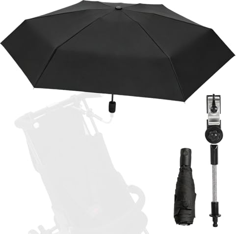 Barnvagnparaply, universellt parasoll för barnvagn, parasoll buggy med justerbar universell klämma och ett paraplyhandtag, 90 cm diameter för runda ovala rör, UV-skydd 50+
