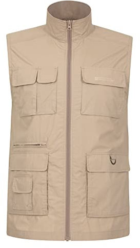Mountain Warehouse Trek II Mens Gilet - Lightweight Body Warmer, Fast Drying Vest, Shrink & Fade Resistant, Many Pockets Gilet Jacket - For Spring, summer, Travelling Beige XL