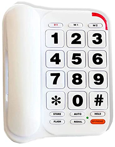 Elderly Phones for Seniors, HePesTer P-46 Amplified Corded Phone for Hearing Impaired Extra Large Button Phone with Loud Speakerphone for Elderly Home Landline Phones Visually Impaired Telephone