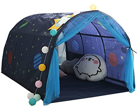 Children's Cabin Bed Tunnel Tent for 90-100cm in Width Loft Bed Bunk Tent,Fabric, Blue, Single