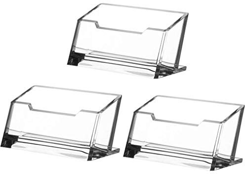 Rmeet Visitenkartenständer Klarer,3er Pack Acryl Visitenkartenhalter Einzelkarten Namenskartenhalter Landschaft Freistehende Visitenkarte Tischständer für Büro Sammlung Veranstalter 103 * 43MM