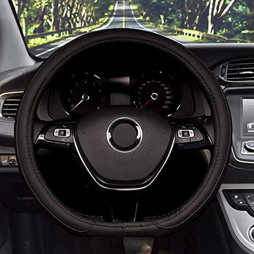 Lifetooler Steering Wheel Covers Type D Universal PU Leather Breathable Anti-slip D Shape Car Wheel Cover Flat Bottom Car Steering Wheel Protector for Men Women 38cm(15) (black)