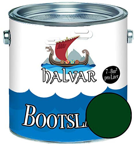 Halvar 2-K GLÄNZEND Yachtlack Grün RAL 6000-6037 Bootslack für GFK/Polyester/Kunststoff 2-Komponenten Lack inkl. Härter (1 L, RAL 6005 Moosgrün)