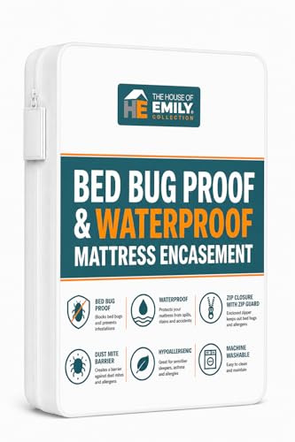 The House of Emily Bed Bug Proof Protector Mattress Encasement Cover Zippered Anti Dust Mite Breathable Total Mattress Protection (King 60 x 80 + 12 depth)