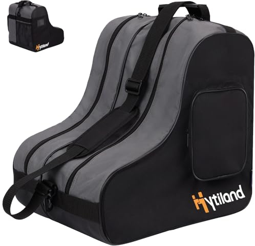 Hytiland Roller Skate Bag, Breathable Ice Skating Bag with Adjustable Shoulder Strap Large Capacity Skate Bag Fit Inline Skates,Ice Skates, and Most Roller Skate Accessories for Kid and Adult, B Black